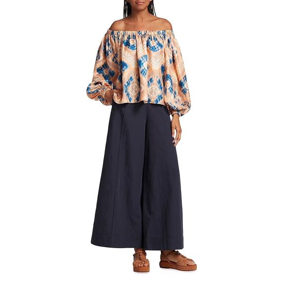 Ulla Johnson Nadya Silk On/Off Shoulder Blouse in Fossil peach blue size 2 XS/S - Picture 12 of 13